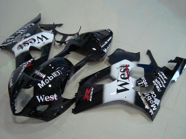 Preisgünstige Suzuki GSXR 1000 Motorrad Verkleidung 2003-2004 - Glanzendes Schwarz Weiss West Rot