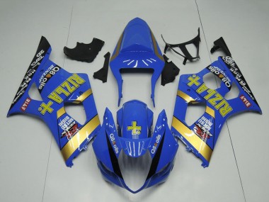 Preisgünstige Suzuki GSXR 1000 Motorrad Verkleidung 2003-2004 - Blau Gold Schwarz Rizla