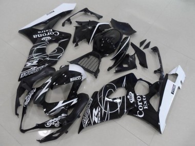 Preisgünstige Suzuki GSXR 1000 Motorrad Verkleidung 2005-2006 - Glanzendes Schwarz Weiss Corona