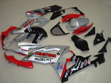 Preisgünstige Suzuki GSXR 1000 Motorrad Verkleidung 2005-2006 - Silber Rot Schwarz Hooters