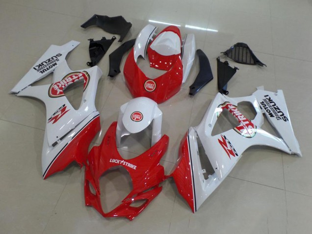 Preisgünstige Suzuki GSXR 1000 Motorrad Verkleidung 2007-2008 - Weiss Rot Lucky Strike
