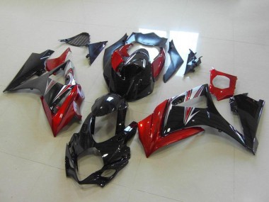 Preisgünstige Suzuki GSXR 1000 Motorrad Verkleidung 2007-2008 - Rot Glanzendes Schwarz Kein Aufkleber