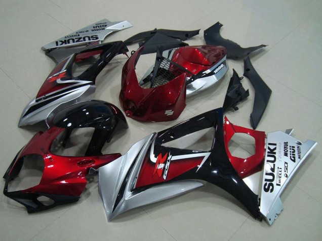 Preisgünstige Suzuki GSXR 1000 Motorrad Verkleidung 2007-2008 - Rot Silber Glanzendes Schwarz