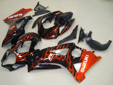 Preisgünstige Suzuki GSXR 1000 Motorrad Verkleidung 2007-2008 - Glanzendes Schwarz Orange Flamme