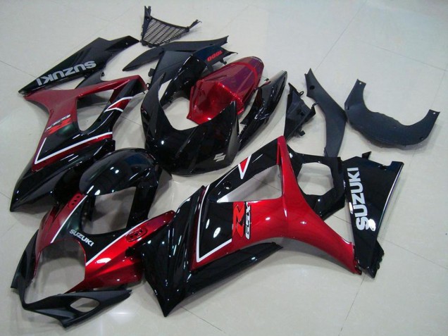 Preisgünstige Suzuki GSXR 1000 Motorrad Verkleidung 2007-2008 - Rot Glanzendes Schwarz