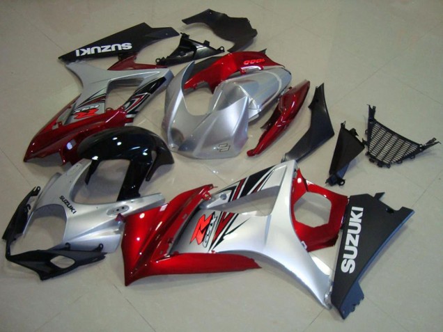 Preisgünstige Suzuki GSXR 1000 Motorrad Verkleidung 2007-2008 - Rot Silber Glanzendes Schwarz