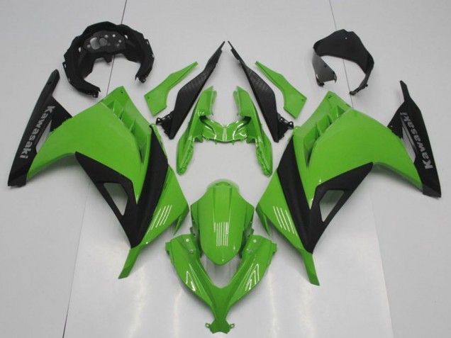 Preisgünstige Kawasaki ZX300R Motorrad Verkleidung 2013-2018 - Grun Matt Schwarz OEM Stil