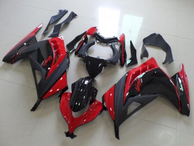 Preisgünstige Kawasaki ZX300R Motorrad Verkleidung 2013-2018 - Rot Glanzendes Schwarz Matt Schwarz