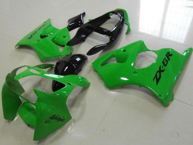 Preisgünstige Kawasaki ZX6R Motorrad Verkleidung 2000-2002 - Grun Glanzendes Schwarz