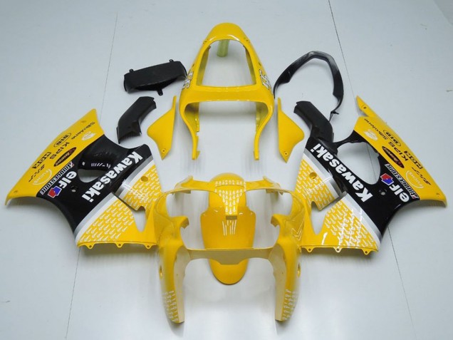 Preisgünstige Kawasaki ZX6R Motorrad Verkleidung 2000-2002 - Gelb Weiss Schwarz Elf Bridgestone