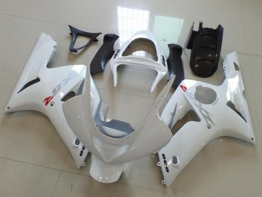 Preisgünstige Kawasaki ZX6R Motorrad Verkleidung 2003-2004 - Weiss mit Silber Aufkleber