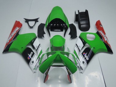 Preisgünstige Kawasaki ZX6R Motorrad Verkleidung 2003-2004 - Grun Weiss Schwarz Rot Motocard