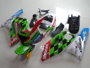 Preisgünstige Kawasaki ZX6R Motorrad Verkleidung 2003-2004 - Weiss Rot Grun Blau Schwarz Motocard