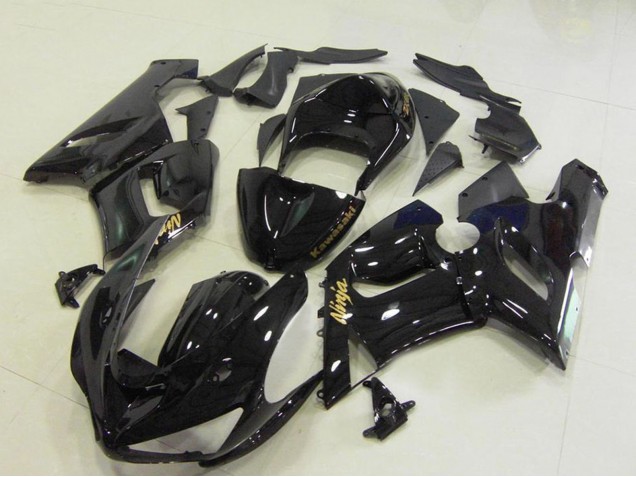Preisgünstige Kawasaki ZX6R Motorrad Verkleidung 2005-2006 - Glanzendes Schwarz Gold Aufkleber
