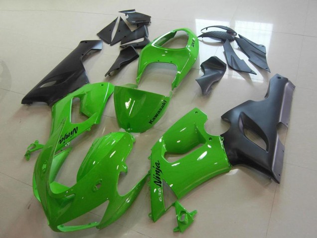 Preisgünstige Kawasaki ZX6R Motorrad Verkleidung 2005-2006 - Grun Matt Schwarz