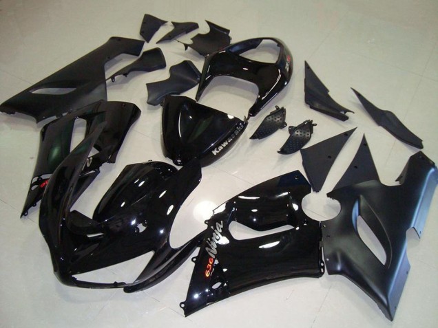 Preisgünstige Kawasaki ZX6R Motorrad Verkleidung 2005-2006 - Glanzendes Schwarz Matt Schwarz Silber Rot