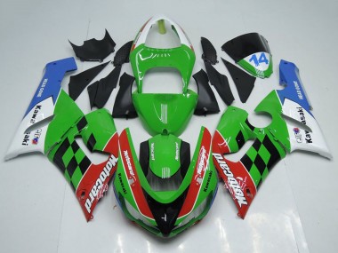 Preisgünstige Kawasaki ZX6R Motorrad Verkleidung 2005-2006 - Weiss Grun Rot Blau Schwarz Motocard