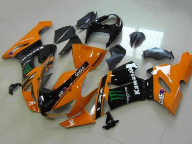 Preisgünstige Kawasaki ZX6R Motorrad Verkleidung 2005-2006 - Orange Schwarz Grun Monster