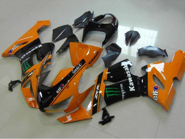 Preisgünstige Kawasaki ZX6R Motorrad Verkleidung 2005-2006 - Orange Schwarz Grun Monster