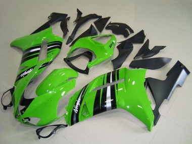 Preisgünstige Kawasaki ZX6R Motorrad Verkleidung 2007-2008 - Grun und Silber Streifen