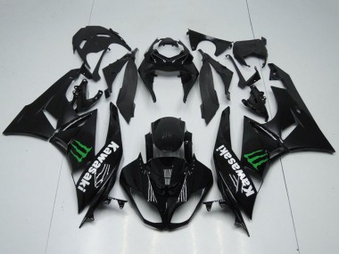 Preisgünstige Kawasaki ZX6R Motorrad Verkleidung 2009-2012 - Glanzendes Schwarz Grun Monster