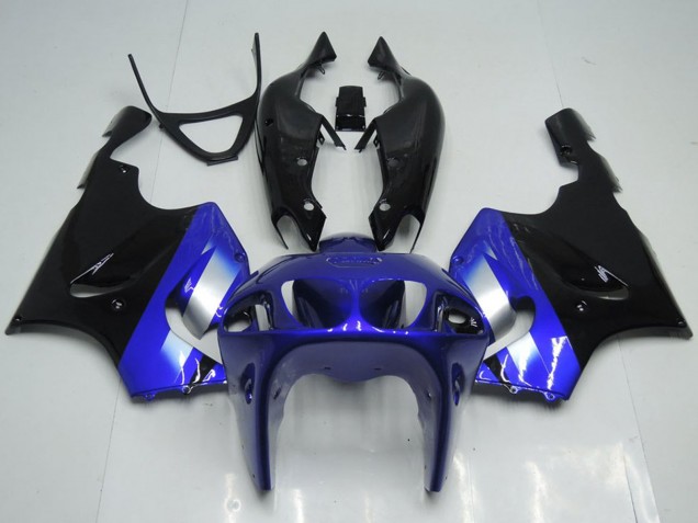Preisgünstige Kawasaki ZX7R Motorrad Verkleidung 1996-2003 - Blau Silber Glanzendes Schwarz