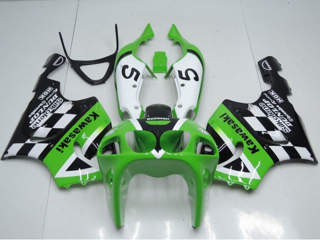 Preisgünstige Kawasaki ZX7R Motorrad Verkleidung 1996-2003 - Grun Weiss Schwarz 5