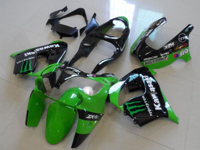 Preisgünstige Kawasaki ZX9R Motorrad Verkleidung 2000-2001 - Glanzendes Schwarz Grun Monster