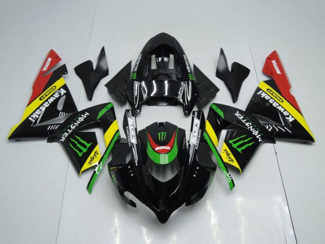 Preisgünstige Kawasaki ZX10R Motorrad Verkleidung 2004-2005 - Glanzendes Schwarz Rot Gelb Grun Monster