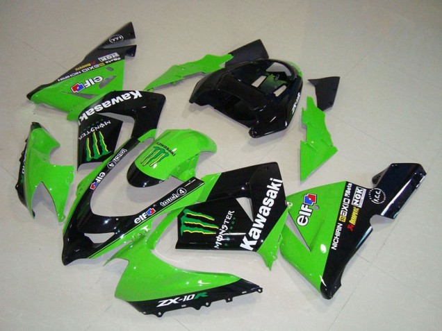 Preisgünstige Kawasaki ZX10R Motorrad Verkleidung 2004-2005 - Grun Schwarz Monster Elf