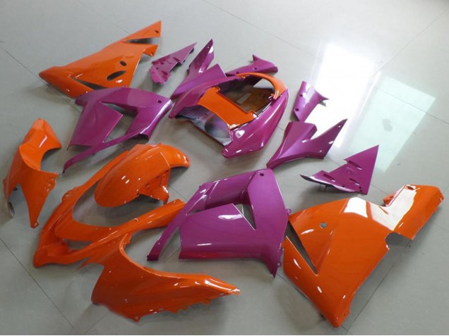 Preisgünstige Kawasaki ZX10R Motorrad Verkleidung 2004-2005 - Orange und Rosa