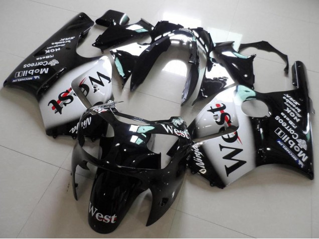 Preisgünstige Kawasaki ZX12R Motorrad Verkleidung 2000-2001 - Glanzendes Schwarz Weiss West