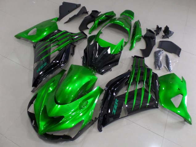 Preisgünstige Kawasaki ZX14R ZZR1400 Motorrad Verkleidung 2012-2024 - Grun Glanzendes Schwarz