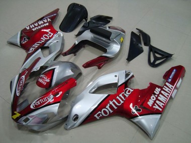 Preisgünstige Yamaha YZF R1 Motorrad Verkleidung 2000-2001 - Silber Rot Fortuna Motul 7