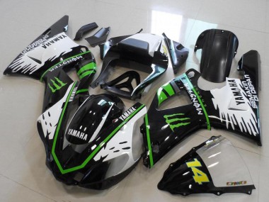 Preisgünstige Yamaha YZF R1 Motorrad Verkleidung 2000-2001 - Glanzendes Schwarz Weiss Grun Monster