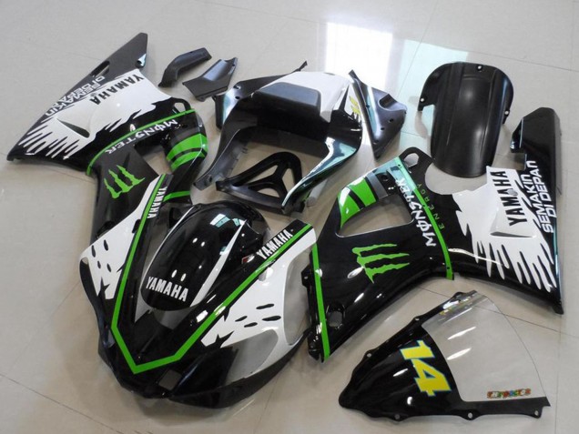 Preisgünstige Yamaha YZF R1 Motorrad Verkleidung 2000-2001 - Glanzendes Schwarz Weiss Grun Monster