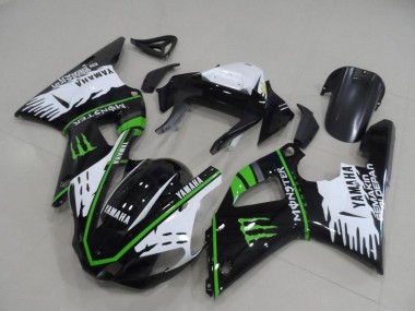 Preisgünstige Yamaha YZF R1 Motorrad Verkleidung 2000-2001 - Weiss Schwarz Grun Monster