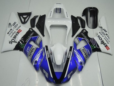 Preisgünstige Yamaha YZF R1 Motorrad Verkleidung 2000-2001 - Weiss Blau Schwarz ENEOS Monster