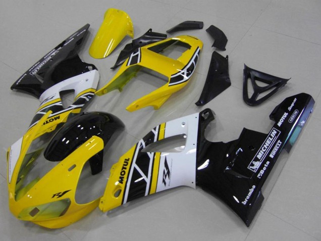 Preisgünstige Yamaha YZF R1 Motorrad Verkleidung 2000-2001 - Gelb Weiss Schwarz Jubilaum Motul Michelin