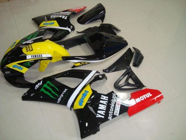 Preisgünstige Yamaha YZF R1 Motorrad Verkleidung 2000-2001 - Glanzendes Schwarz Gelb Weiss Rot Monster Motul