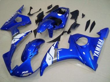 Preisgünstige Yamaha YZF R6 Motorrad Verkleidung 2003-2004 - Blau Weiss OEM Stil