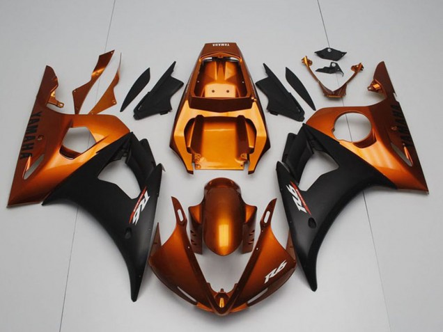 Preisgünstige Yamaha YZF R6 Motorrad Verkleidung 2003-2004 - Orange Matt Schwarz