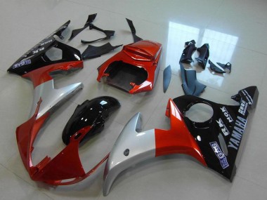 Preisgünstige Yamaha YZF R6 Motorrad Verkleidung 2003-2004 - Rot Silber Glanzendes Schwarz