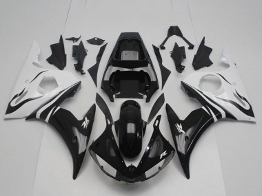 Preisgünstige Yamaha YZF R6 Motorrad Verkleidung 2003-2004 - Weiss Glanzendes Schwarz