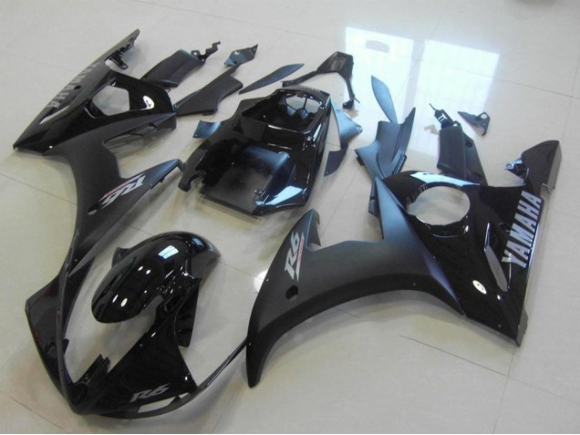 Preisgünstige Yamaha YZF R6 Motorrad Verkleidung 2003-2004 - Glanzendes Schwarz Matt Schwarz Silber Aufkleber