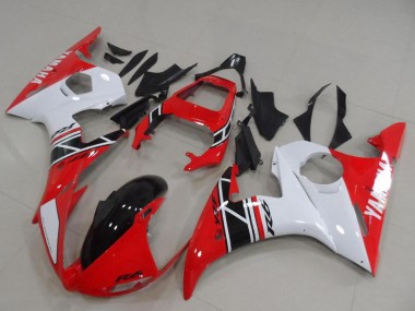Preisgünstige Yamaha YZF R6 Motorrad Verkleidung Kit 2003-2004 - Weiss Rot Glanzendes Schwarz