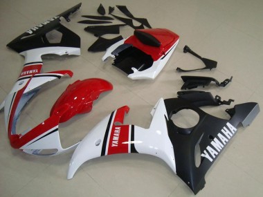Preisgünstige Yamaha YZF R6 Motorrad Verkleidung 2003-2004 - Weiss Rot Matt Schwarz