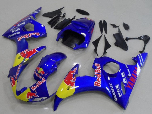 Preisgünstige Yamaha YZF R6 Motorrad Verkleidung 2003-2004 - Blau Gelb Red Bull