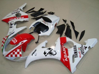 Preisgünstige Yamaha YZF R6 Motorrad Verkleidung 2003-2004 - Weiss Rot Abarth Motul