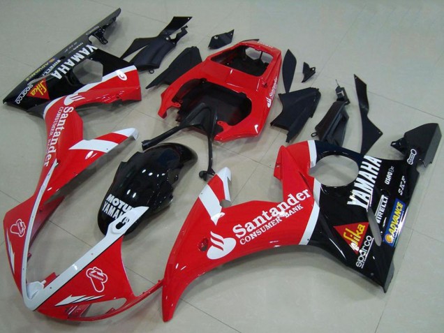 Preisgünstige Yamaha YZF R6 Motorrad Verkleidung 2003-2004 - Rot Weiss Glanzendes Schwarz Santunder Motul